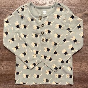 Tea Collection 100% Cotton Long Sleeve Henley in “Sushi Cat” Print